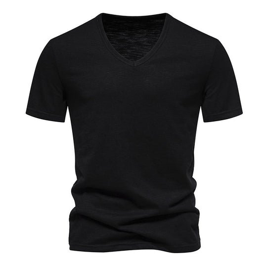 Herren V-Ausschnitt T-Shirt aus atmungsaktiver Baumwolle mit komfortablem Sitz EB