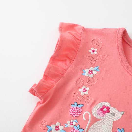 Mädchen Baumwollkleid mit verspieltem Tiermotiv EB