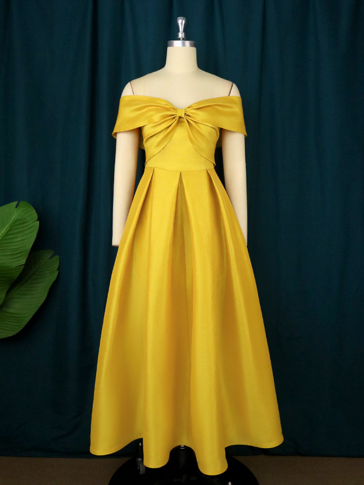 Damen Hochwertiges Abendkleid mit schulterfreiem Design und elegantem Saum EB