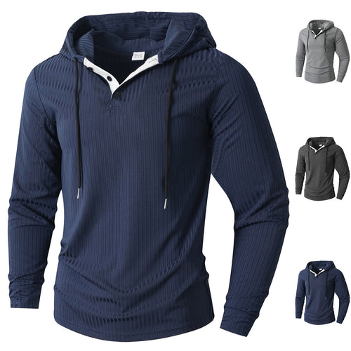 Herren Sportlicher Langarm-Hoodie mit strukturierter Oberfläche EB