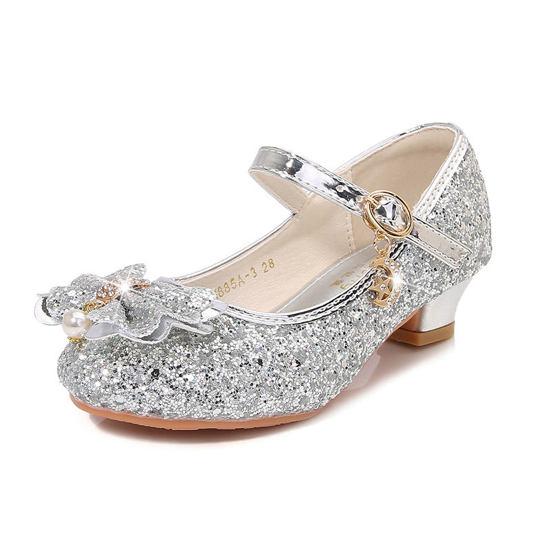 Mädchen Glitzernde Ballerinas mit Schleifenapplikation EB