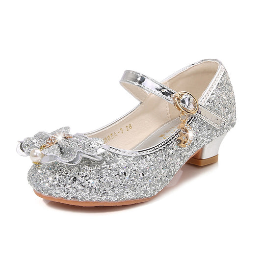 Mädchen Glitzernde Ballerinas mit Schleifenapplikation EB