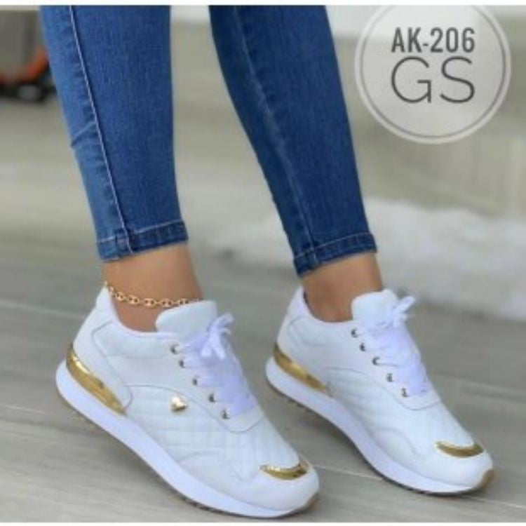 Damen Sportliche Sneakers mit metallischen Akzenten und atmungsaktivem Obermaterial EB