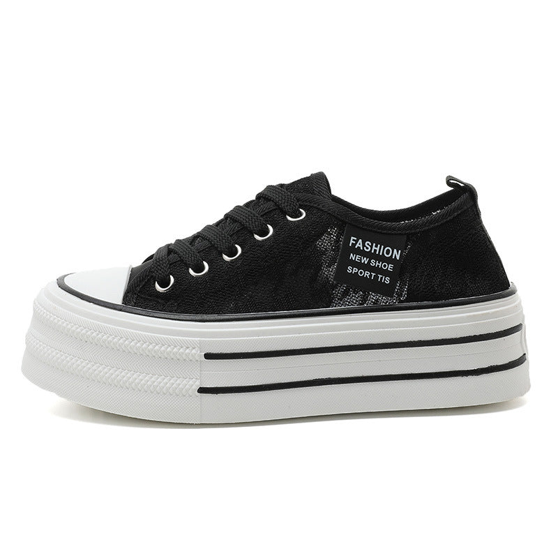 Damen Plateau-Sneaker mit modischem Textil-Obermaterial und rutschfester Sohle EB