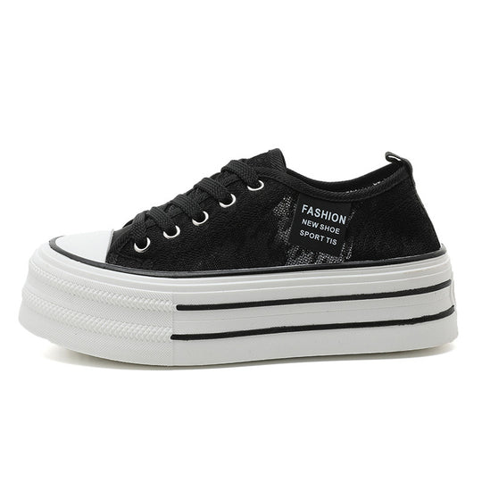 Damen Plateau-Sneaker mit modischem Textil-Obermaterial und rutschfester Sohle EB