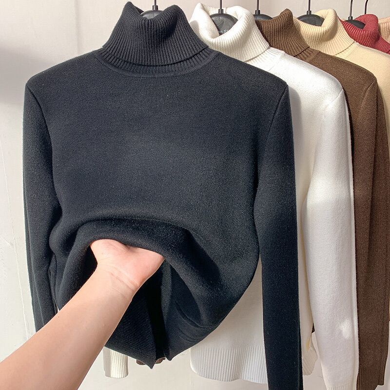 Damen Feinstrick-Rollkragenpullover mit wärmendem Innenfutter und schmaler Silhouette EB