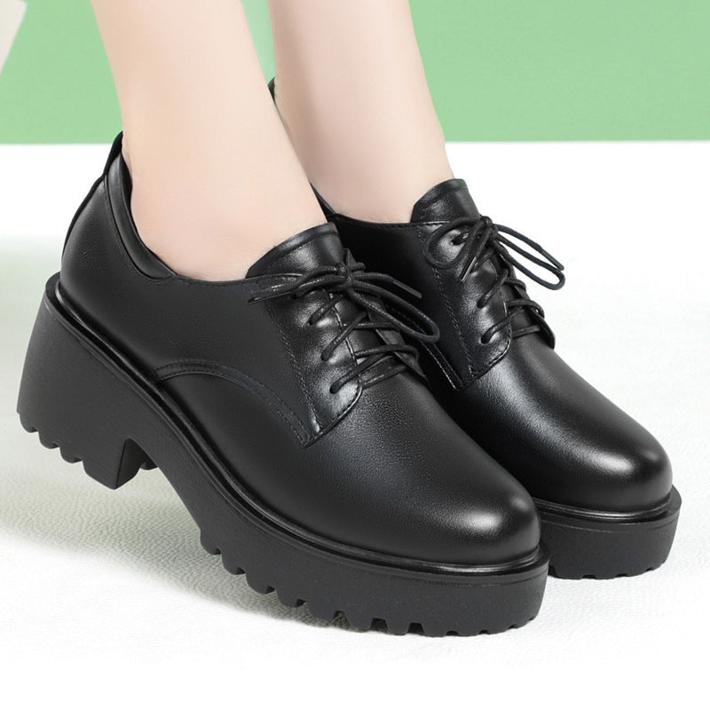 Damen Komfortable Schnürschuhe mit klobigem Absatz und rutschfester Sohle EB