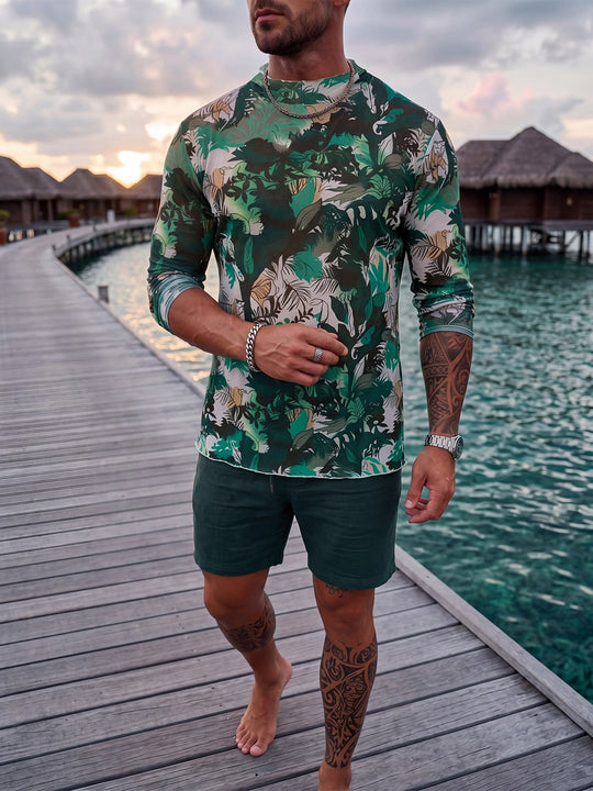 Herren Langarmshirt mit floralem Muster EB