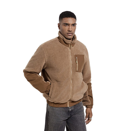 Herren Fleecejacke mit hochgeschlossenem Kragen und seitlichen Reißverschlusstaschen EB