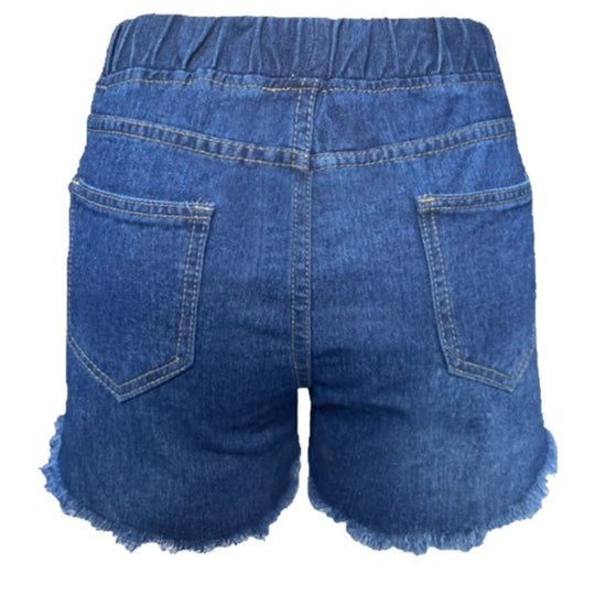 Damen Denim-Shorts mit elastischem Bund und modischen Destroyed-Elementen EB