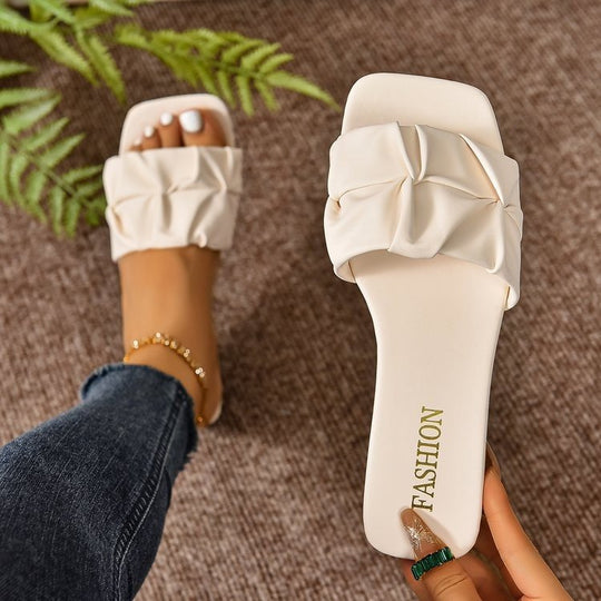 Damen Modische und stylische Sandalen mit gefalteter Riementechnik EB