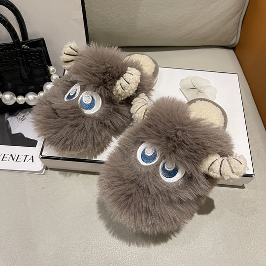 Damen Flauschige Hausschuhe mit tierischem Design EB