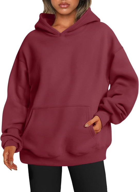 Damen nan oversized Kapuzenpullover mit verlängerter Silhouette und Kängurutasche EB