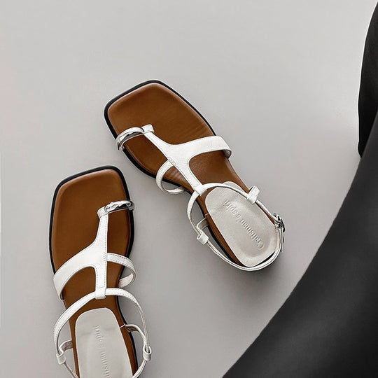 Damen modische Zehentrenner-Sandalen mit elegantem Riemchen-Design EB