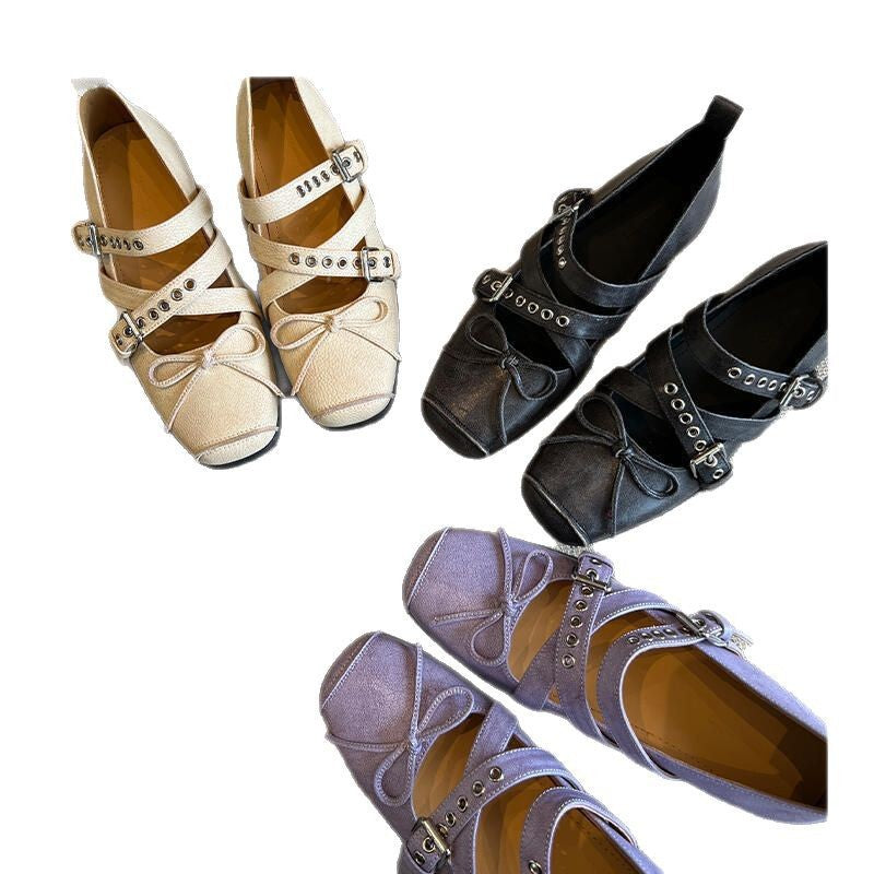Damen Ballerinas mit dekorativem Riemendesign und raffinierter Faltengestaltung EB