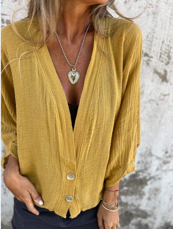 Damen Luftige und lockere Sommerjacke mit Knopfdetails EB