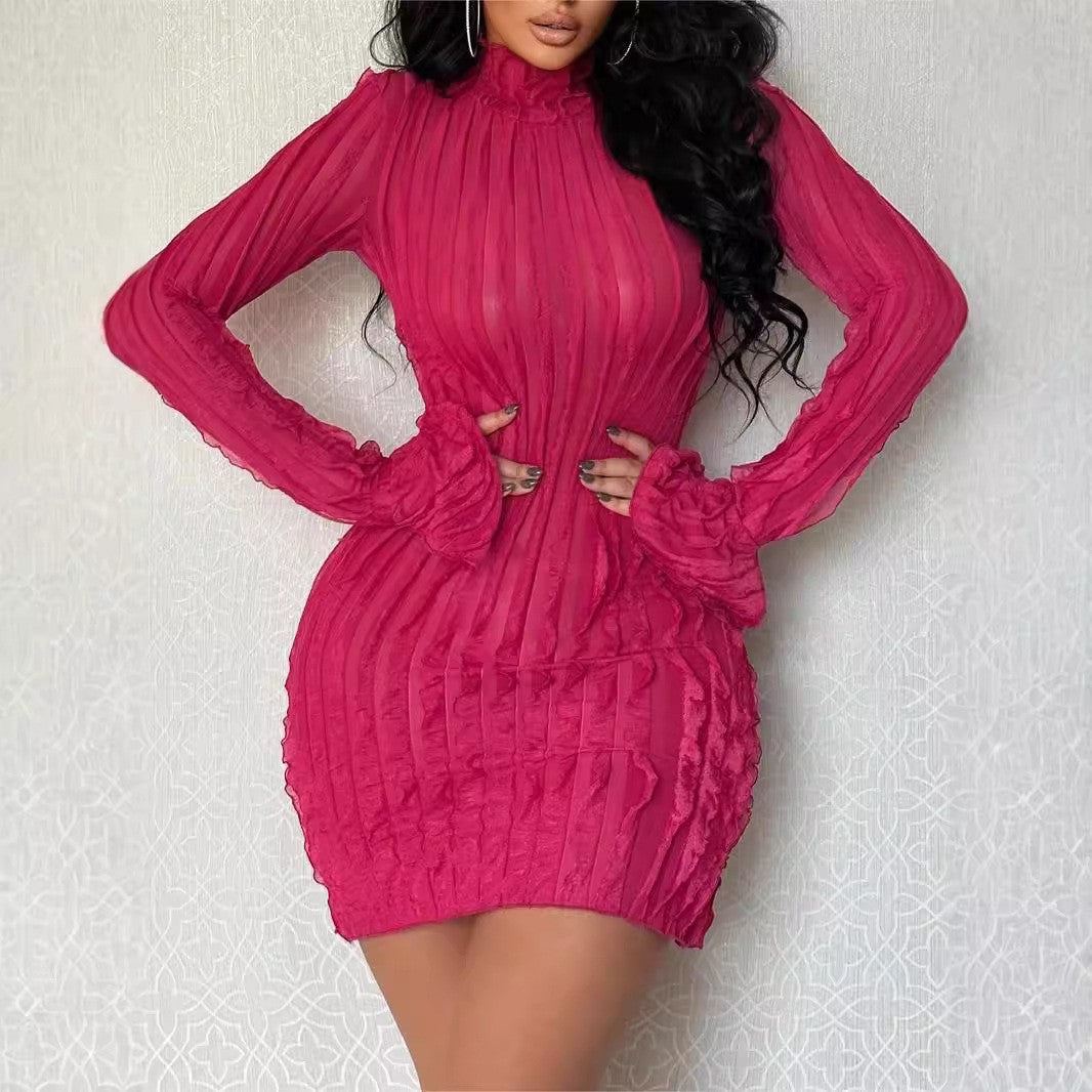 Damen Figurbetontes Kleid mit strukturiertem Stoff EB