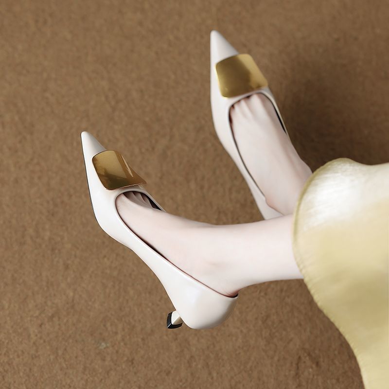 Damen elegante Slingback-Pumps mit goldener Applikation EB