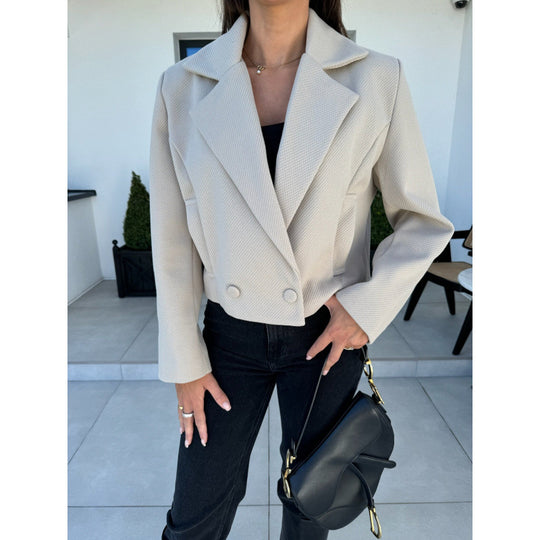 Damen Cropped Doppelreihiger Blazer EB