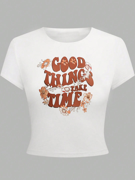 Damen Crop-Top mit auffälligem Schriftzug EB