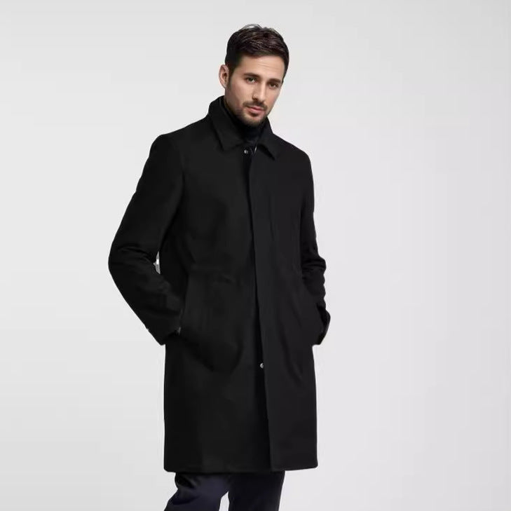 Herren eleganter Übergangsmantel mit praktischen Taschen und modernem Kragen EB
