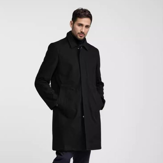 Herren eleganter Übergangsmantel mit praktischen Taschen und modernem Kragen EB