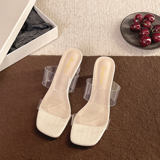Damen Durchsichtige Plateau-Sandalen mit elegantem Riemendesign EB