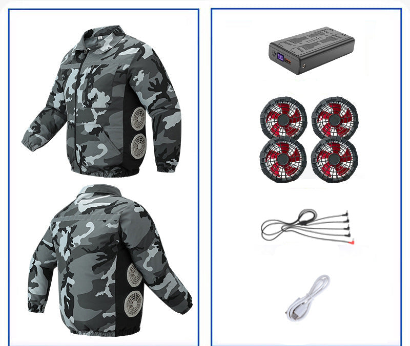 Unisex nan kühlende Ventilationsjacke mit integrierten seitlichen Lüftern und atmungsaktivem Funktionsmaterial R&B
