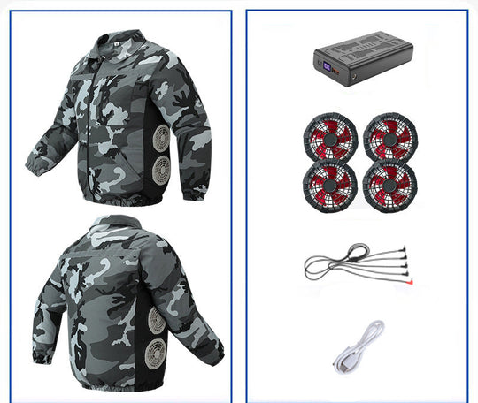Unisex nan kühlende Ventilationsjacke mit integrierten seitlichen Lüftern und atmungsaktivem Funktionsmaterial R&B
