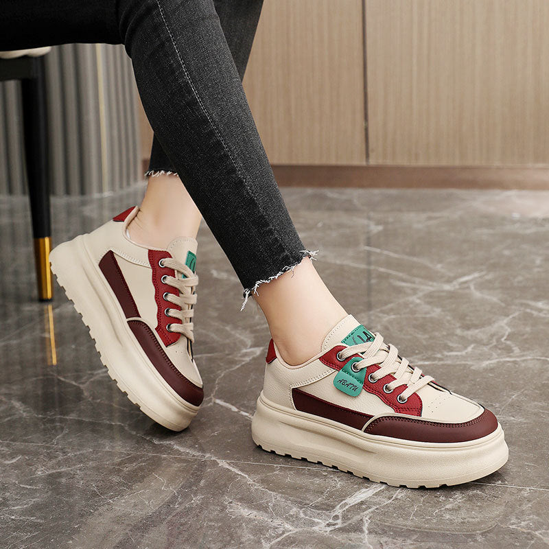 Damen modische Plateau Sneakers mit robusten Kontrasteinsätzen und komfortabler Dämpfung EB