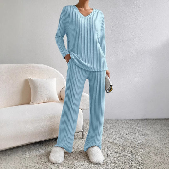 Damen komfortabler Ripp-Strickanzug mit weitem Schnitt EB