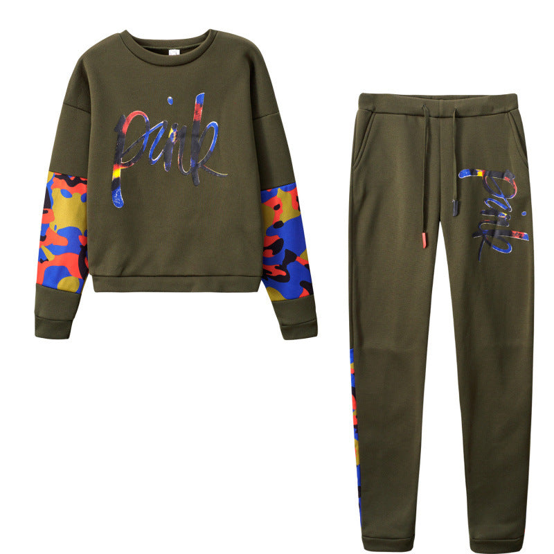 Damen Sportliches Sweatshirt-Set mit bunten Camouflage-Details und komfortablem Schnitt EB