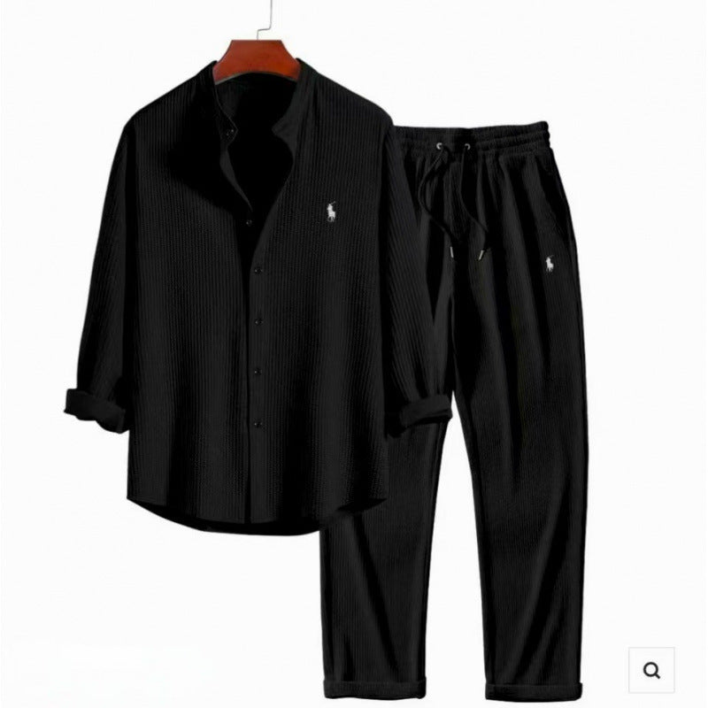 Damen Schlafanzugset mit elegantem Hemd und bequemen Hosen EB