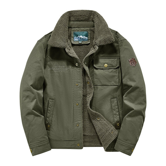 Herren nan gesteppte Canvas-Arbeiterjacke mit Teddykragen, thermischer Innenlage und multiplen Taschen EB