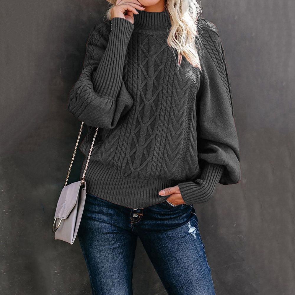Damen Strickpullover mit hochgeschlossenem Kragen und strukturiertem Design EB