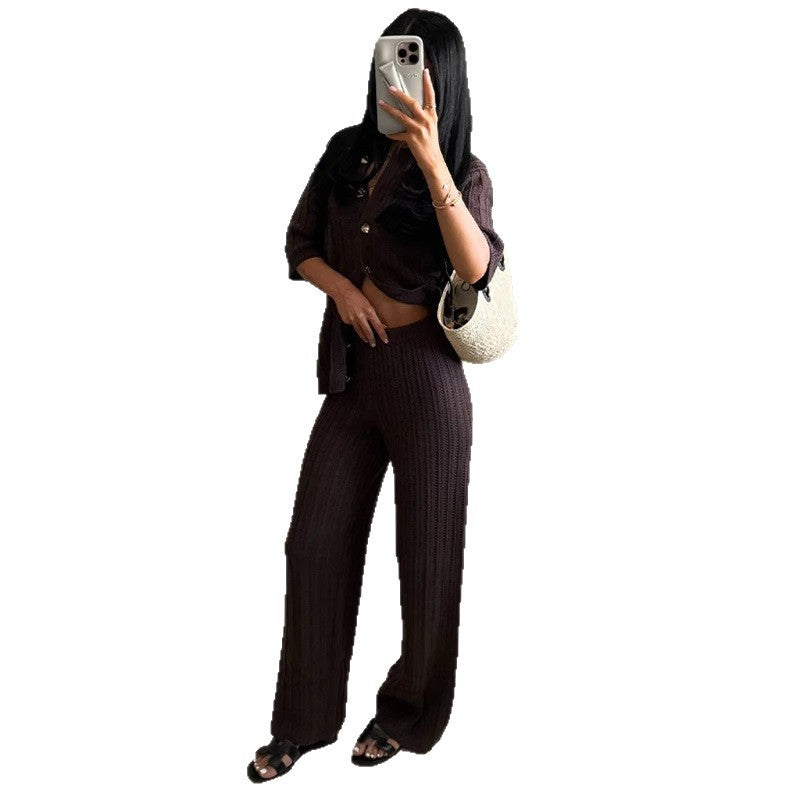 Damen Plissierte Strickhose EB