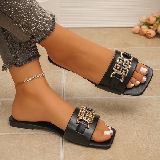Damen Modische Riemensandalen mit Glitzer-Applikation EB