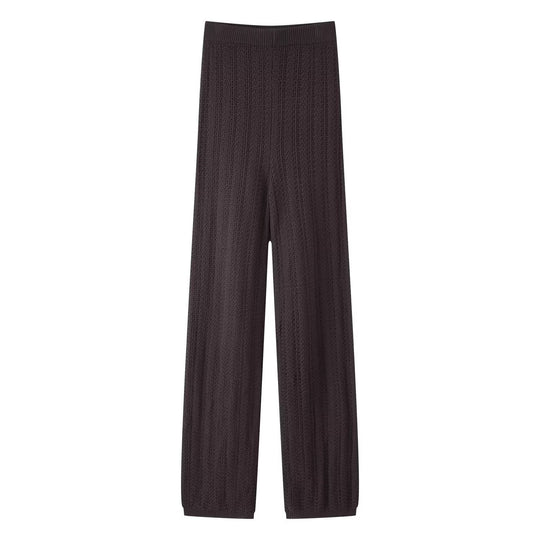Damen nan weite Strickhose mit hohem Elastikbund, Strukturstrick und Palazzo-Schnitt EB