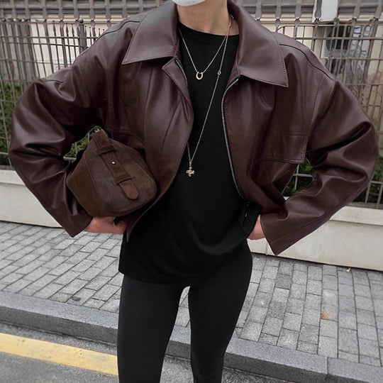Damen cropped jacke mit robustem Kragen und praktischen Taschen EB