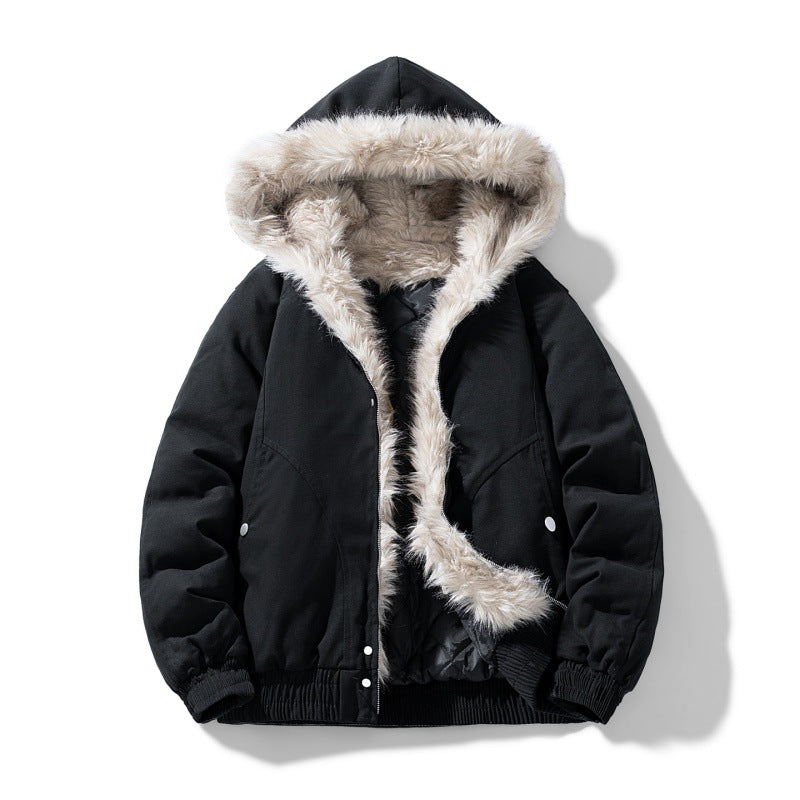 Unisex gesteppte Winterjacke mit Kunstfellkapuze und thermischer Füllung EB