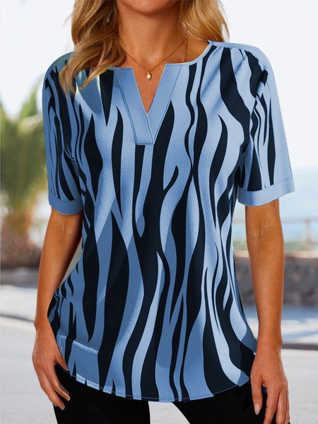 Damen modisches Kurzarmshirt mit modernem Zebrastreifen-Design EB