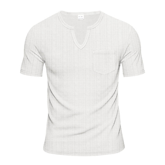 Herren Kurzarm V-Ausschnitt T-Shirt mit Brusttasche EB