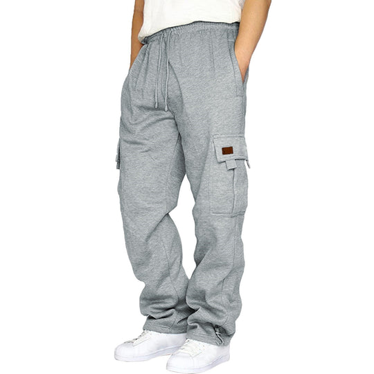 Herren nan konisch zulaufende Sweat-Cargohose mit elastischem Bund, Kordelzug und Klappentaschen EB