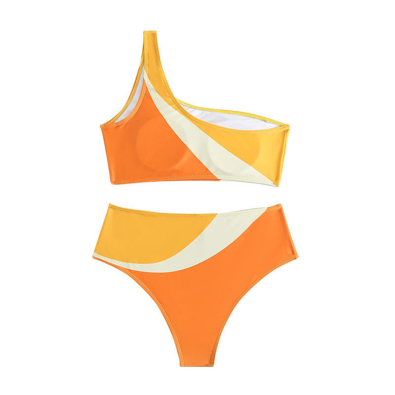 Damen Asymmetrischer Bikini mit detaillierter Farbverlauf-Optik EB