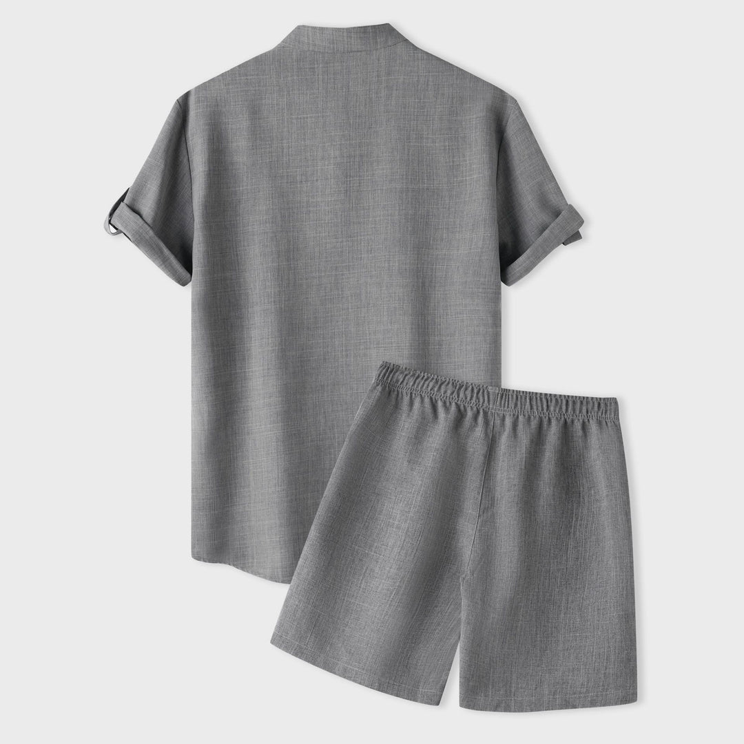 Damen Kurzarm Pyjama-Set aus atmungsaktivem Stoff mit elastischem Bund EB