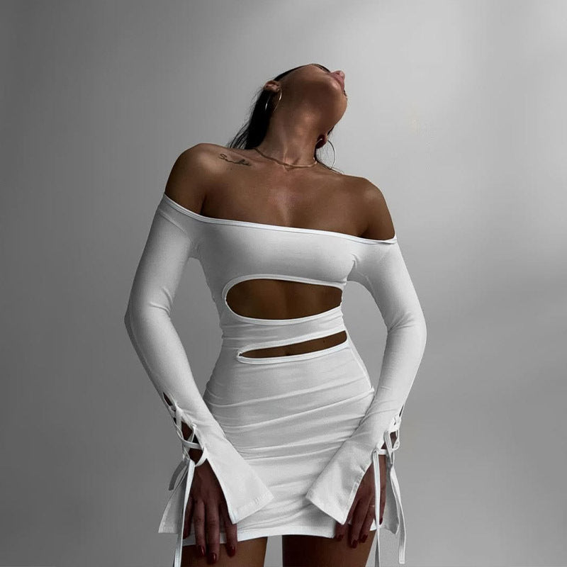 Damen Figurbetontes Kleid mit Cut-Outs und weitem Arm EB
