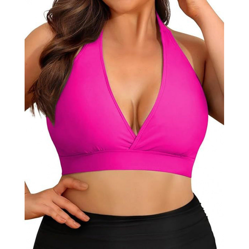 Damen Triangel-Bikini-Oberteil mit tiefem V-Ausschnitt und verstellbaren Trägern EB