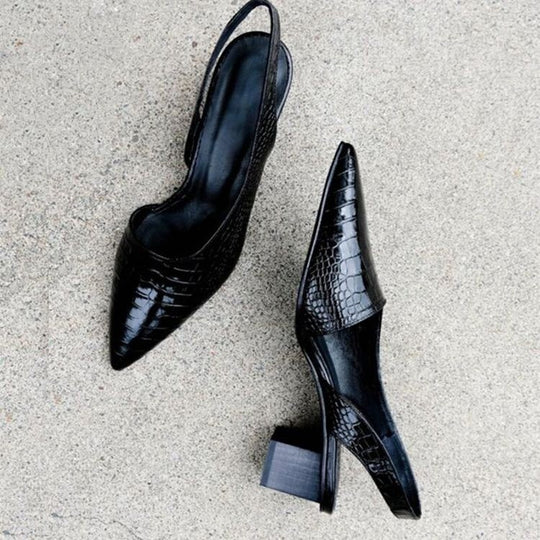 Damen elegante Slingback-Pumps mit modischem Krokopattern EB