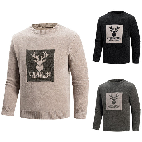 Herren Rundhalspullover mit kreativem Grafikdesign EB