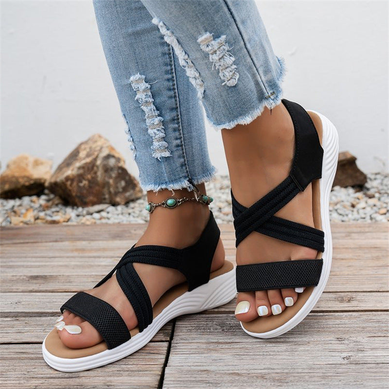 Damen Crossover-Sandalen mit rutschfester Sohle und anatomischem Fußbett EB